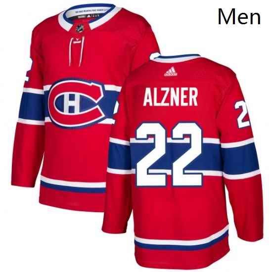 Mens Adidas Montreal Canadiens 22 Karl Alzner Authentic Red Home NHL Jersey